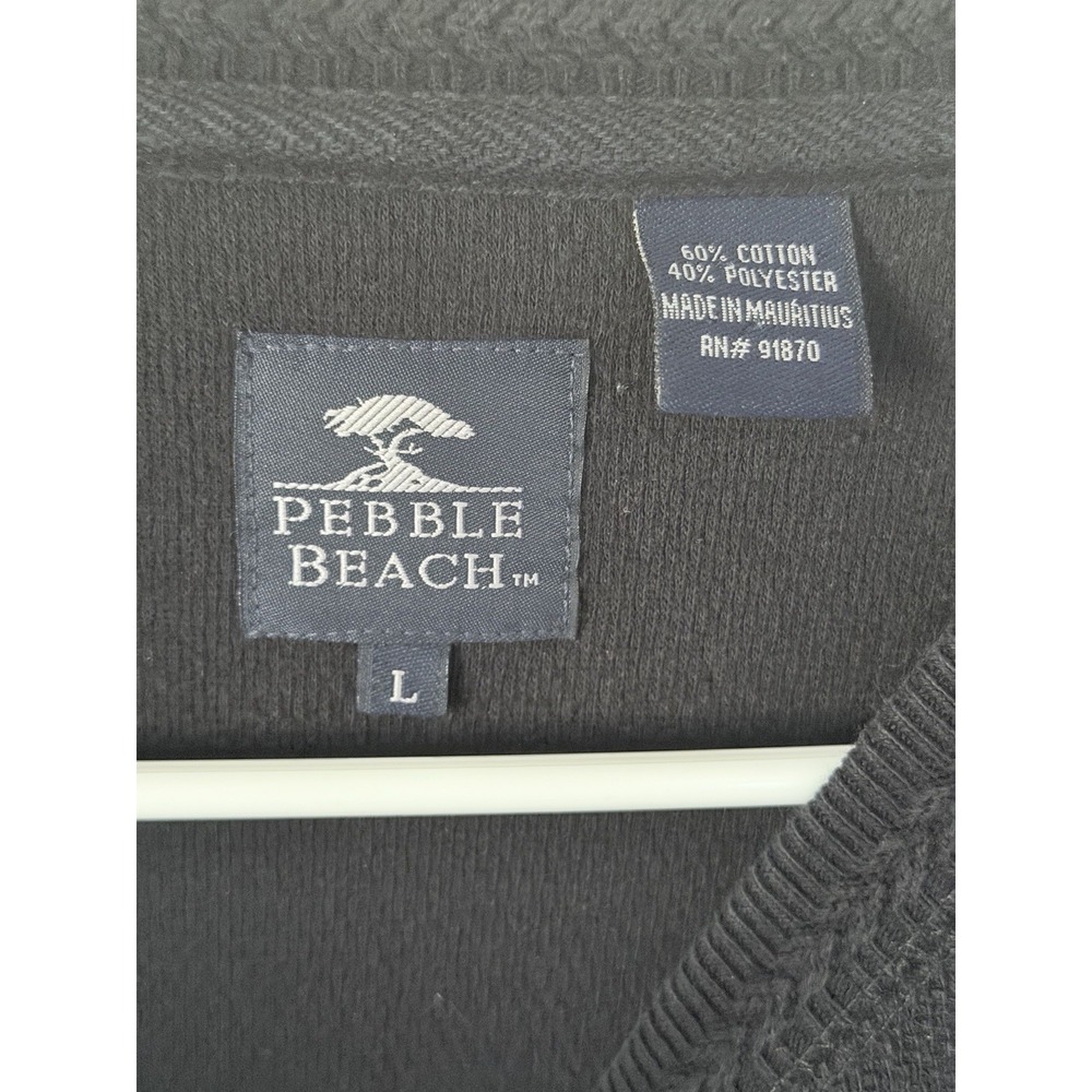 Pebble Beach Golf Sweater Men's Large Black Crewneck Embroidered Logo Pullover - Picture 5 of 12